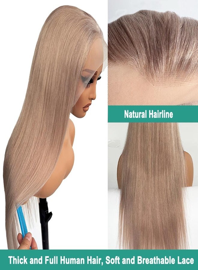 Munx Ash Blonde Wig Human Hair, 13X6 HD Transparent Glueless Wigs Lace Frontal for Black Women Pre Plucked Silky Straight Lace Front Wig Human Hair 180% Density 20Inch - Image 5